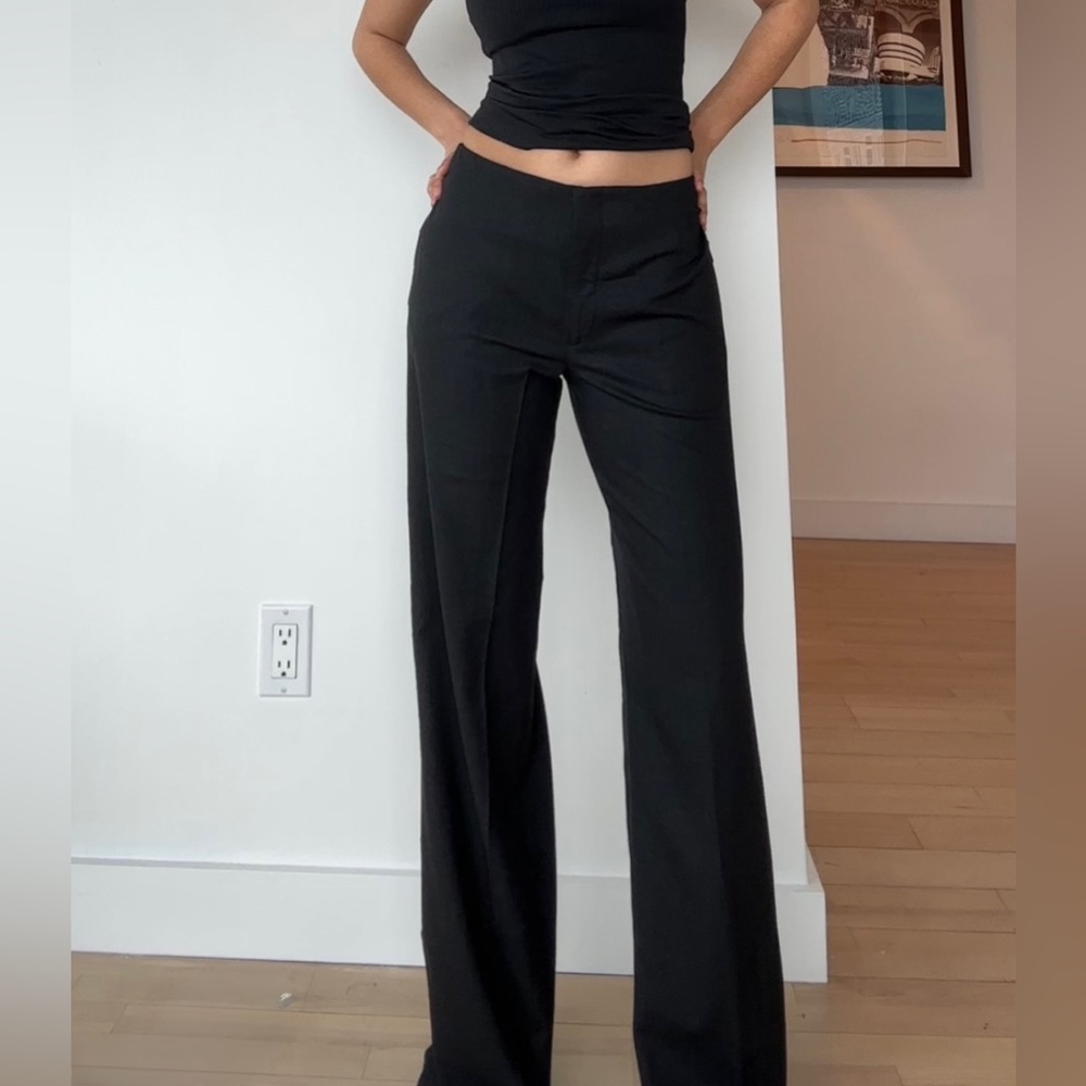 Jil Sander designer wool blend dark grey trouser